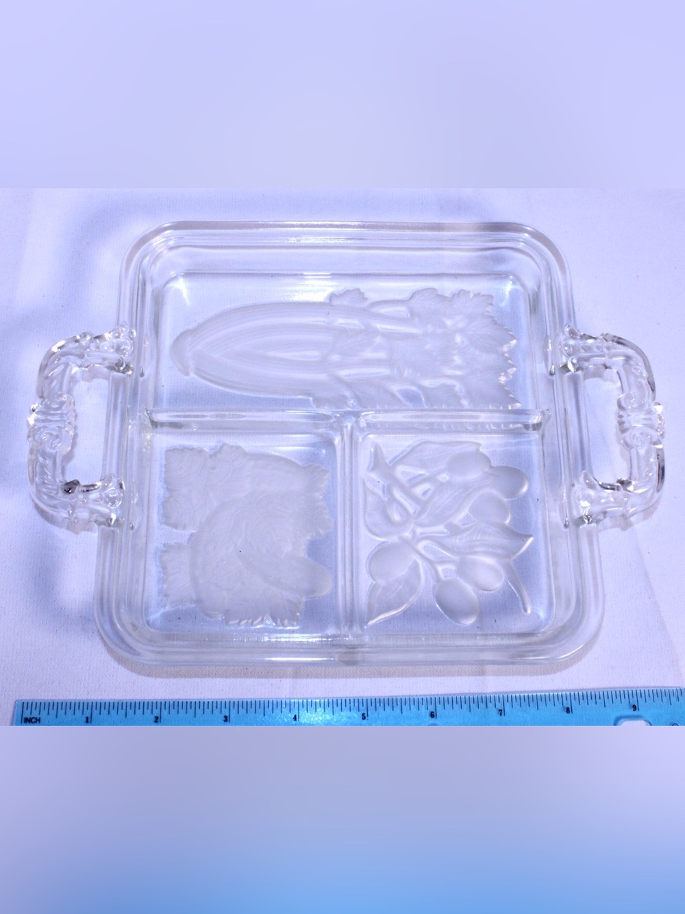 Vintage MCM Imperial Glass Intaglio relish tray